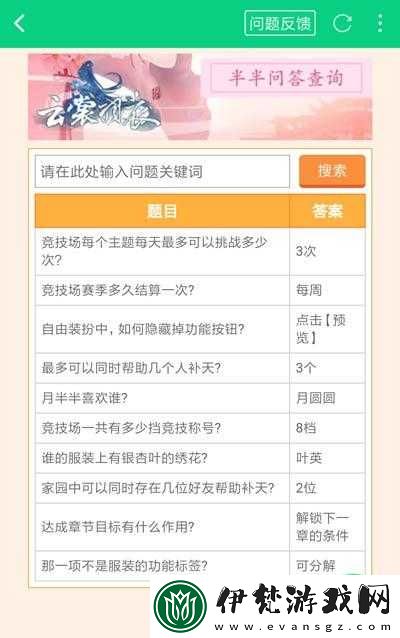 云裳羽衣半半問答題目匯總詳解