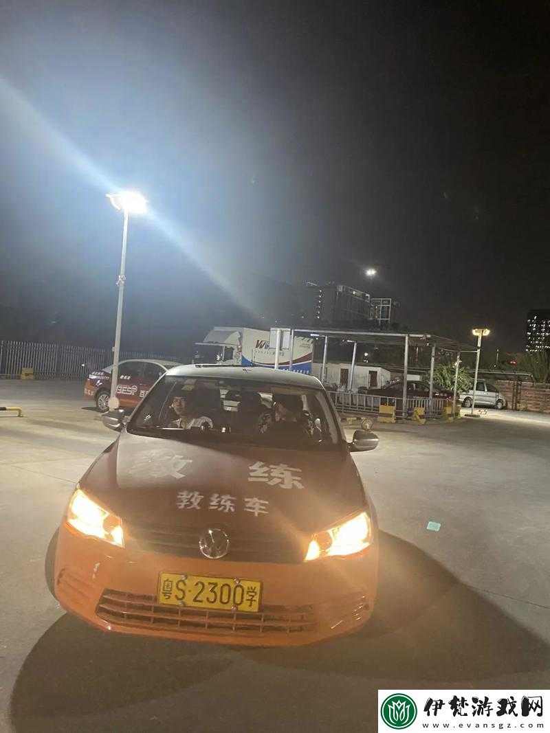 女性跟教練晚上練車