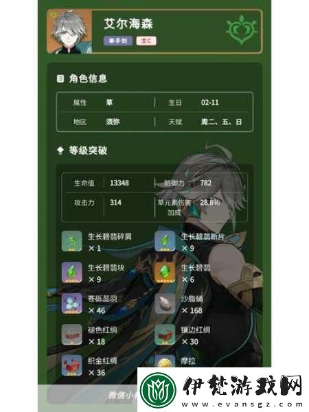 原神艾爾海森突破材料全解析